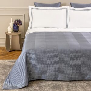 ПОКРИВКА ЗА ЛЕГЛО LUXURY HERRINGBONE DARK AZURE