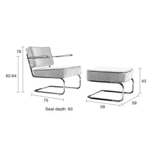Стол Ridge Rib Lounge Arm Grey Zuiver