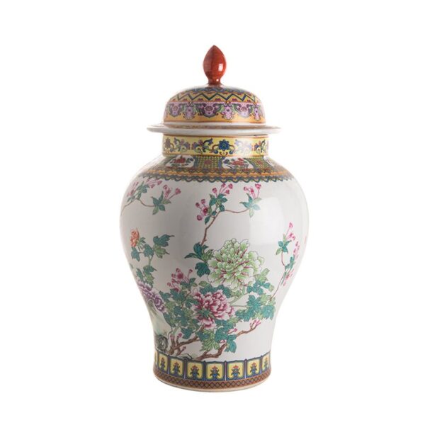 Буркан Temple Jar Yellow and White Floral