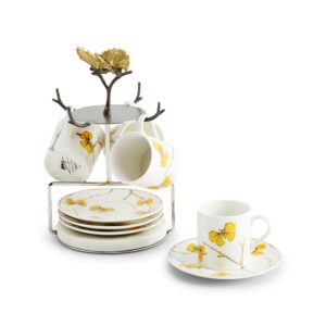 Комплект чаши и чинийки със стойка Butterfly Ginkgo Gold Demitasse Set