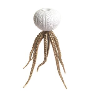 Свещник Octopus Bronze And White