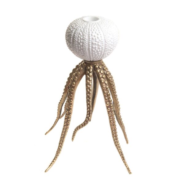 Свещник Octopus Bronze And White