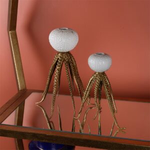 Свещник Octopus Bronze And White S