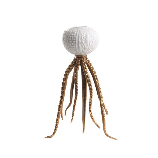 Свещник Octopus Bronze And White S