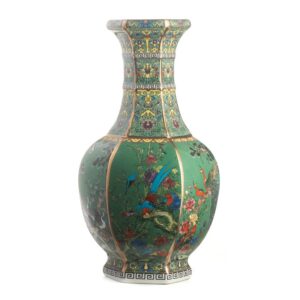 Ваза Octogonal Ming Birds Green